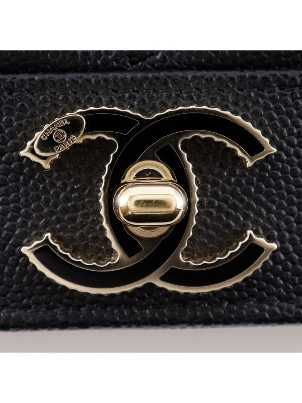 Chanel Mademoiselle Quilted Caviar Leather Black Chain Wallet Shoulder